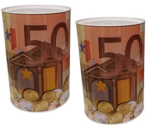 GW Handels UG 2er Set XXL Spardose 50 Euro Blechdose Metall Spardose 12 cm x 16 cm Sparschwein Geburtstag GW Handels UG 2er Set XXL Spardose 50 Euro Blechdose Metall Spardose 12 cm x 16 cm Sparschwein Geburtstag von GW Handels UG