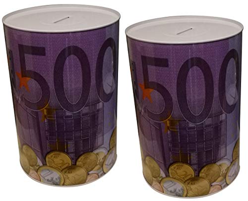 GW Handels UG 2er Set XXL Spardose 500 Euro Blechdose Metall Spardose 12 cm x 16 cm Sparschwein Geburtstag GW Handels UG 2er Set XXL Spardose 500 Euro Blechdose Metall Spardose 12 cm x 16 cm Sparschwein Geburtstag von GW Handels UG