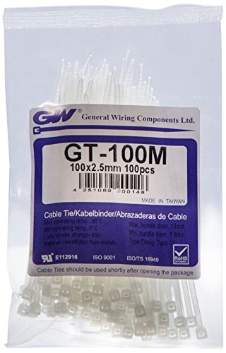 GW Kabelbinder-Technik, Kabelbinder 100 x 2,5 mm, natur, 100 Stück, GT-100MC von GW Kabelbinder-Technik