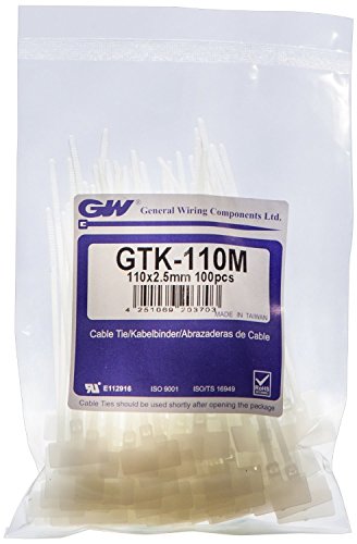 GW Kabelbinder-Technik, Kabelbinder 110 x 2,5 mm mit Beschriftungsfeld 9,2 x 20,5 mm, natur, 100 Stück, GTK-110MC von GW Kabelbinder-Technik
