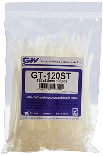 GW Kabelbinder-Technik, Kabelbinder 121 x 4,8 mm, natur, 100 Stück, GT-120STC von GW Kabelbinder-Technik