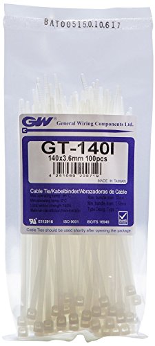GW Kabelbinder-Technik, Kabelbinder 143 x 3,6 mm, natur, 100 Stück, GT-140IC von GW Kabelbinder-Technik
