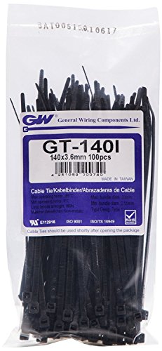 GW Kabelbinder-Technik, Kabelbinder 143 x 3,6 mm, schwarz, 1000 Stück, GT-140IB von GW Kabelbinder-Technik