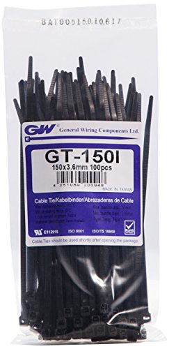 GW Kabelbinder-Technik, Kabelbinder 150 x 3,6 mm, schwarz, 100 Stück, GT-150IBC von GW Kabelbinder-Technik
