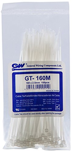 GW Kabelbinder-Technik, Kabelbinder 160 x 2,5 mm, natur, 1000 Stück, GT-160M von GW Kabelbinder-Technik