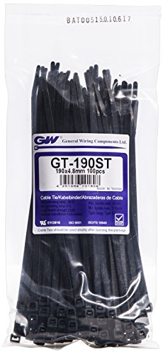 GW Kabelbinder-Technik, Kabelbinder 192 x 4,8 mm, schwarz, 1000 Stück, GT-190STB von GW Kabelbinder-Technik