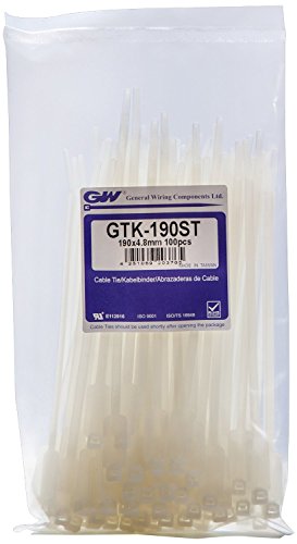 GW Kabelbinder-Technik, Kabelbinder 194 x 4,8 mm mit Beschriftungsfeld 27,3 x 13,0 mm , natur, 100 Stück, GTK-190STC von GW Kabelbinder-Technik