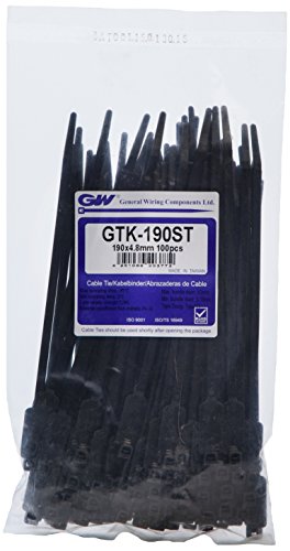 GW Kabelbinder-Technik, Kabelbinder 194 x 4,8 mm mit Beschriftungsfeld 27,3 x 13,0 mm , schwarz, 100 Stück, GTK-190STBC von GW Kabelbinder-Technik