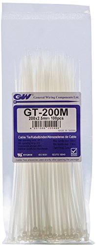 GW Kabelbinder-Technik, Kabelbinder 202 x 2,5 mm, natur, 100 Stück, GT-200MC von GW Kabelbinder-Technik