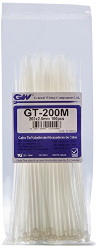 GW Kabelbinder-Technik, Kabelbinder 202 x 2,5 mm, natur, 1000 Stück, GT-200M von GW Kabelbinder-Technik