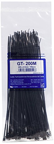 GW Kabelbinder-Technik GT-200M Kabelbinder 200 x 2,5 mm, schwarz, 100 Stück von GW Kabelbinder-Technik