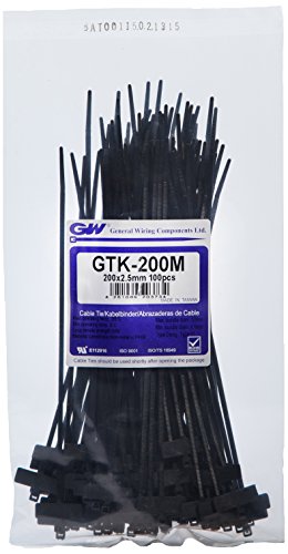 GW Kabelbinder-Technik, Kabelbinder 202 x 2,5 mm mit Beschriftungsfeld 8,0 x 25,4 mm, schwarz, 100 Stück, GTK-200MBC von GW Kabelbinder-Technik