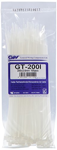 GW Kabelbinder-Technik, Kabelbinder 202 x 3,6 mm, natur, 100 Stück, GT-200IC von GW Kabelbinder-Technik
