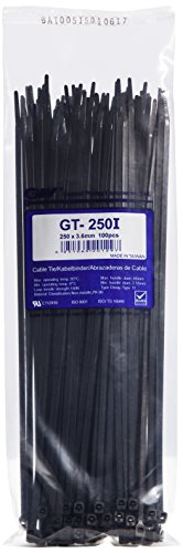 GW Kabelbinder-Technik, Kabelbinder 251 x 3,6 mm, schwarz, 1000 Stück, GT-250IB von GW Kabelbinder-Technik