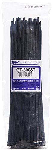 GW Kabelbinder-Technik, Kabelbinder 300 x 4,8 mm, schwarz, 100 Stück, GT-300STBC von GW Kabelbinder-Technik