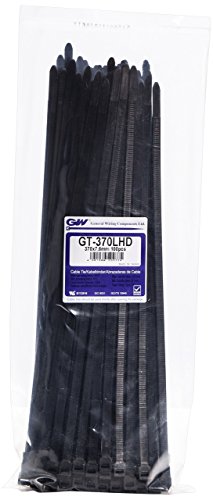 GW Kabelbinder-Technik, Kabelbinder 366 x 7,6 mm, schwarz, 100 Stück, GT-370LHDBC von GW Kabelbinder-Technik