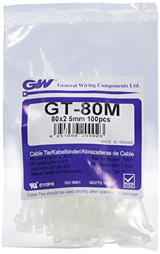 GW Kabelbinder-Technik, Kabelbinder 82 X 2,5 mm, natur, 100 Stück, GT-80MC von GW Kabelbinder-Technik