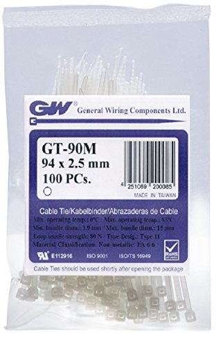 GW Kabelbinder-Technik, Kabelbinder 94 x 2,5 mm, natur, 100 Stück, GT-90MC von GW Kabelbinder-Technik