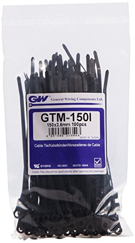 GW Kabelbinder-Technik, Kabelbinder mit Schrauböse 151 x 3,6 mm, schwarz, 100 Stück, GTM-150IBC von GW Kabelbinder-Technik