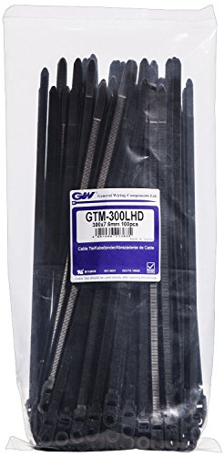 GW Kabelbinder-Technik, Kabelbinderr mit Schrauböse 305 x 7,6 mm, schwarz, 100 Stück, GTM-300LHDBC von GW Kabelbinder-Technik
