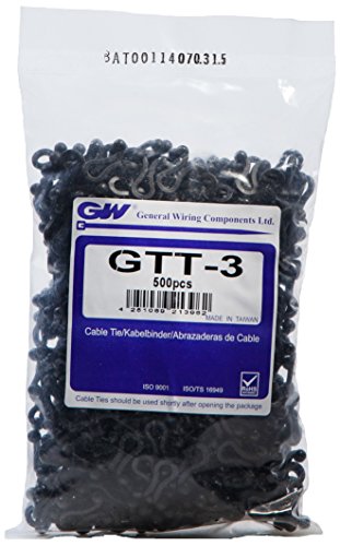 GW Kabelbinder-Technik, Kabeldriller Bündel. min./max. 5.1 - 7.6 mm, schwarz, 500 Stück, GTT-3B/500 von GW Kabelbinder-Technik