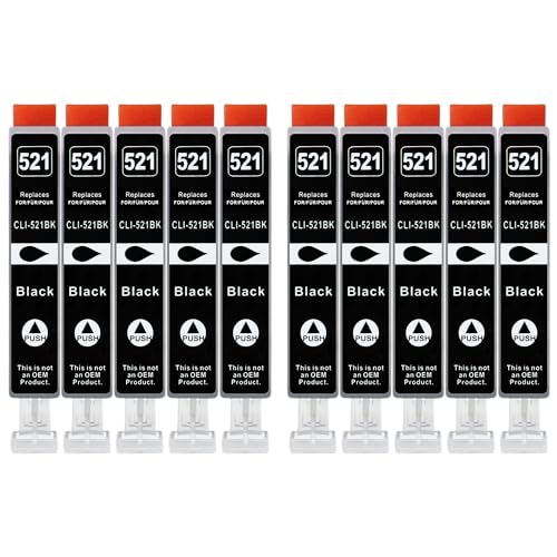 10 XXL Druckerpatronen kompatibel zu CLI-521 BK Schwarz für Canon PIXMA IP3600 IP4600 IP4600x IP4700 MP540 MP540x MP550 MP560 MP620 MP620B MP630 MP640 MP980 MP990 MX860 MX870 10 XXL Druckerpatronen kompatibel zu CLI-521 BK Schwarz für Canon PIXMA IP3600 IP4600 IP4600x IP4700 MP540 MP540x MP550 MP560 MP620 MP620B MP630 MP640 MP980 MP990 MX860 MX870 von GWA-Handel