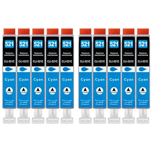 10 XXL Druckerpatronen kompatibel zu CLI-521 C Cyan für Canon PIXMA IP3600 IP4600 IP4600x IP4700 MP540 MP540x MP550 MP560 MP620 MP620B MP630 MP640 MP980 MP990 MX860 MX870 10 XXL Druckerpatronen kompatibel zu CLI-521 C Cyan für Canon PIXMA IP3600 IP4600 IP4600x IP4700 MP540 MP540x MP550 MP560 MP620 MP620B MP630 MP640 MP980 MP990 MX860 MX870 von GWA-Handel