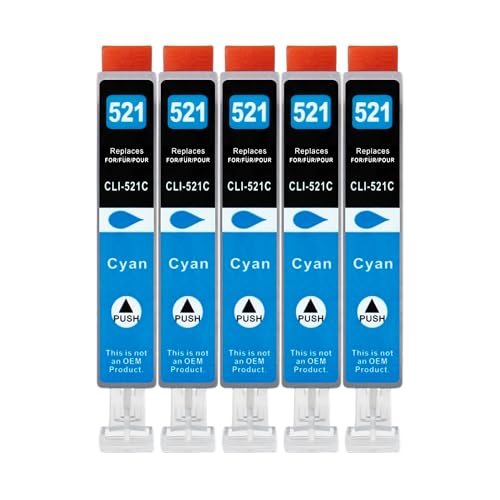 5 XXL Druckerpatronen kompatibel zu CLI-521 C Cyan für Canon PIXMA IP3600 IP4600 IP4600x IP4700 MP540 MP540x MP550 MP560 MP620 MP620B MP630 MP640 MP980 MP990 MX860 MX870 5 XXL Druckerpatronen kompatibel zu CLI-521 C Cyan für Canon PIXMA IP3600 IP4600 IP4600x IP4700 MP540 MP540x MP550 MP560 MP620 MP620B MP630 MP640 MP980 MP990 MX860 MX870 von GWA-Handel