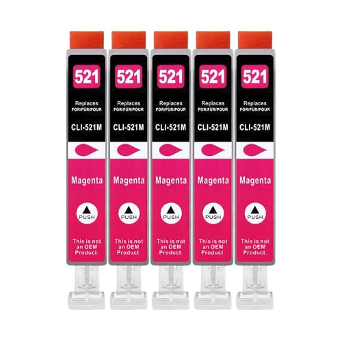 5 XXL Druckerpatronen kompatibel zu CLI-521 M Magenta für Canon PIXMA IP3600 IP4600 IP4600x IP4700 MP540 MP540x MP550 MP560 MP620 MP620B MP630 MP640 MP980 MP990 MX860 MX870 von GWA-Handel