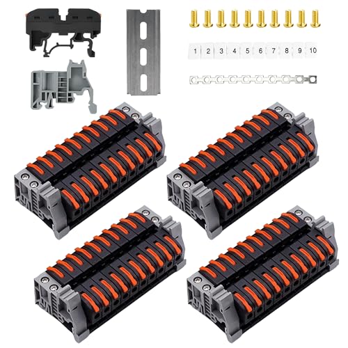 40 Stück Schwarz Reihenklemmen Hutschiene: Hutschienen Klemmen Klemmblock Klemmleiste Kit mit digitalem Markierungsstreifen Schiene Schraube fester Basis für Verdrahtung DIY-Projekte von GWAEPU