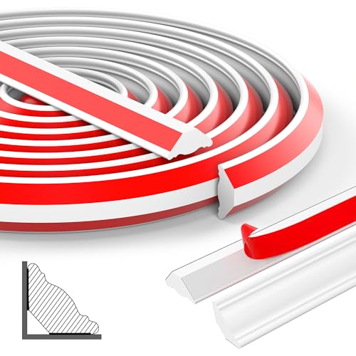 5 M Flexible Zierleisten Selbstklebend: Deckenleisten Selbstklebend 9mm x 12mm für Wandkanten Fliesenkanten (Weiß) von GWAEPU