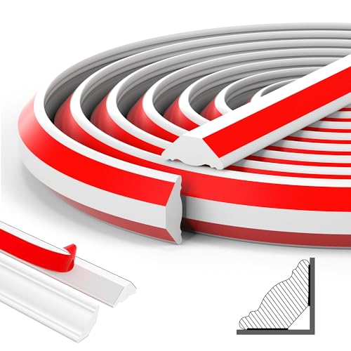 5 Meter Flexible Zierleisten Selbstklebend: Deckenleisten Selbstklebend 19mm x 13mm für Wandkanten Fliesenkanten (Weiß) von GWAEPU