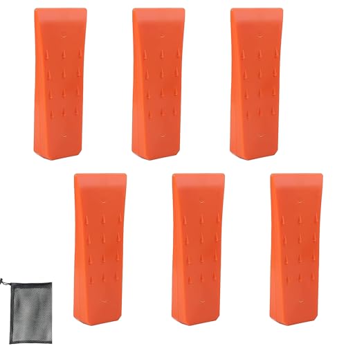 6 Stück Kettensägen Fällkeil：6 Zoll Fällkeil Set Fällkeil Kunststoff Robust und Langlebig Forst Zubehörwerkzeug mit Tasche für Holzfäller zum Kontrollierten Fällen von Bäumen Schlagfest von GWAEPU