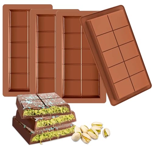 Tiefe Schokoladenform Silikon Set: 4 Stück Dubai Schokolade Form Extra Tief Silikonform Schokoladentafel Form für Schokolade Nuss Süßigkeiten Praline von GWAEPU
