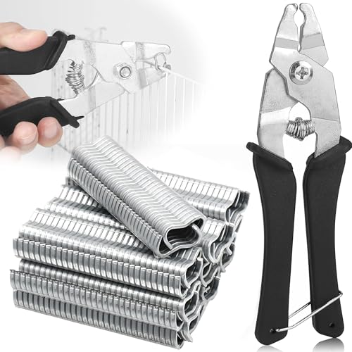 Wurstclipper Zange mit 1200 Clips：Wurstclipper Zange M-Clip-Zange Federbelastet Zangen Ergonomischer Griff Wurstclipper Clips Zaunzange Hog Ring Zange | für Matratzen Auto Kissen Sofas Zäune Pet Käfig von GWAEPU