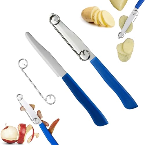 GWAWG 2 Schnellschneidemesser mit abnehmbarer Feder, Allzweckmesser zum Schälen von Obst und Gemüse, schnelles Schneiden, Messer zum Schneiden und Schälen, leicht zu reinigen von GWAWG