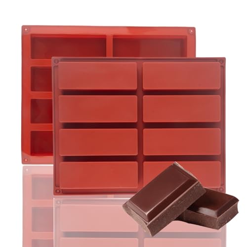 GWAWG 2 Stück tiefe Schokoladenformen Silikon Schokoladenform Dubai Schokoladenform Tief Rechteckige Backform für Haferprotein Energieriegel Dicke Schokolade Bar Form Süßigkeiten Formen Gelee Formen von GWAWG