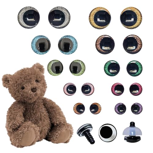 GWAWG 20 Glitter Eyes for Crochet Animals, 12-20 mm Safety Eyes for Amigurumi, Colourful Safety Eyes for Crochet Animals, 3D Plastic Craft Eyes for Stuffed Animals, DIY Bear Doll Crochet Toys GWAWG 20 Glitter Eyes for Crochet Animals, 12-20 mm Safety Eyes for Amigurumi, Colourful Safety Eyes for Crochet Animals, 3D Plastic Craft Eyes for Stuffed Animals, DIY Bear Doll Crochet Toys von GWAWG