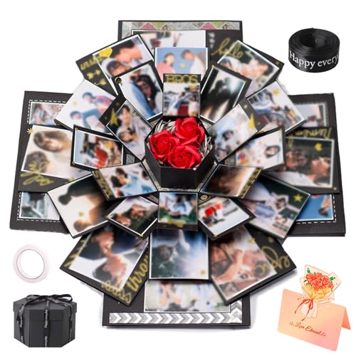 GWAWG Explosionsbox,Fotobox Geschenk mit 6 Gesichtern überraschungsbox Lovebox Foto Sechseck-Box für Hochzeit Geburtstag Valentinstag Jahrestag Vatertag Geschenke von GWAWG