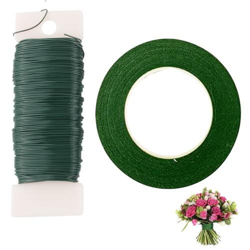 GWAWG Florist Arrangement grüne Bänder Draht-Kit für Blumenarrangements DIY Blume Arrangieren Zubehör Floristik Drähte Kranz Making Supplies(17.78INCH und 10.63INCH) von GWAWG