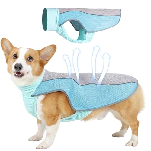 GWAWG Kühlweste Hund, Sonnenschutz für Hunde Kleine/Mittlere/Große, an Denen Sich im Sommer Eine Luftzufuhr der Netzhaube Eignet und die es Angenehm Macht, den Sicherheitsgurt Anzulegen von GWAWG