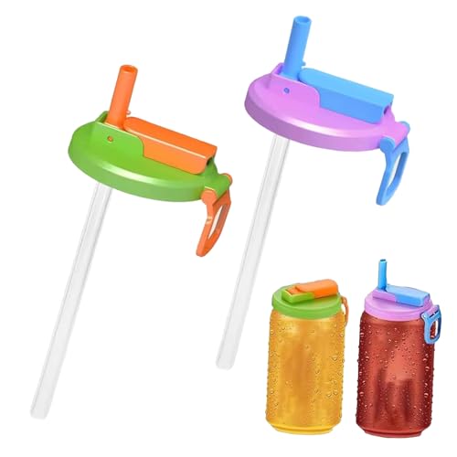 GWAWG Pack of 2 Can Lids with Straw, Can Covers with Straws, Soda Can Lid Cover, Lid for Energy Cans with Straw, Leak-proof Can Stopper, Drinks Can Lid for Cans, Reusable Drink Cans Closure von GWAWG