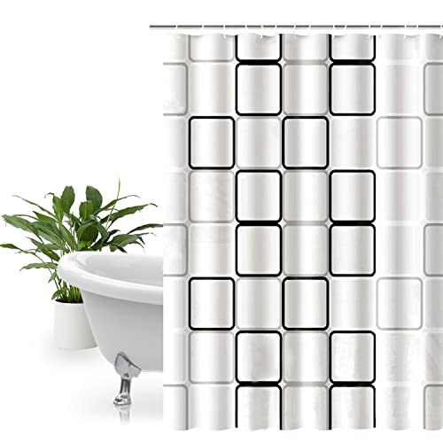 GWAWG Weißer wasserdichter, schimmelresistenter, Dicker Duschvorhang, 180 x 200 cm (71 x 79 Zoll), schnell trocknender Trennvorhang mit 12 Haken von GWAWG