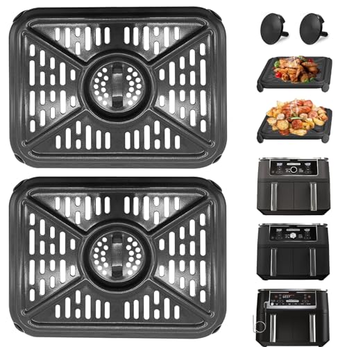 Air Fryer Grillpfanne für Ninja Foodi DZ401 DZ550 10QT DualZone Luftfritteusen, Ersatz Air Fryer Crisper Plate Grillplatte Tablett Zubehör mit Gummipuffer Spülmaschinenfest von GWBSXM