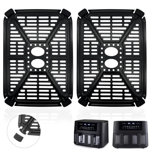 GWBSXM Air Fryer Grillpfanne für Holstein Housewares 8.4QT Dual Basket Digital Air Fritteuse, 21,6 × 15,4 cm Air Fryer Ersatzteile Grillplatte Crisper Plate Zubehör Tray Rack von GWBSXM