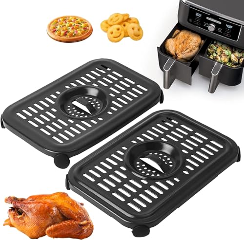 Luftfritteuse Ersatzteile für Ninja Foodi DZ090 6QT DZ201 DZ100 8QT DualZone Luftfritteusen, 2 Stück, antihaftbeschichtet, Lebensmittelqualität, Luftfritteusen-Zubehör, Grillpfanne, Crisper Plate von GWBSXM
