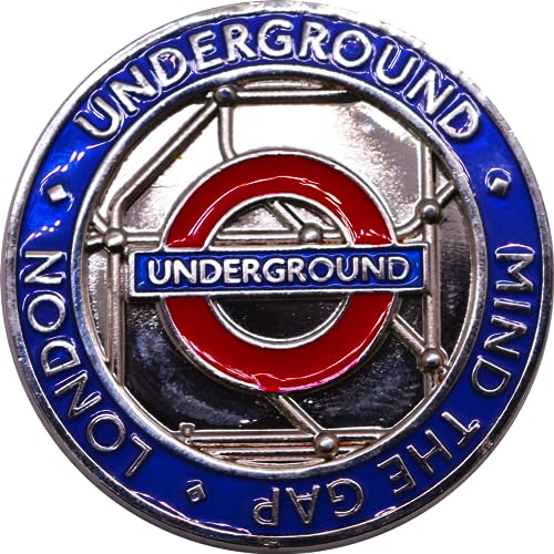 Kühlschrankmagnet, London-U-Bahn-Münze, 4 Stile Underground, Mind the Gap, London und Zug (Underground) von GWCC