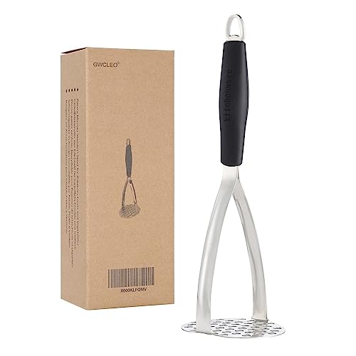 GWCLEO Kartoffelstampfer,Hand Küchenstampfer aus Dick Edelstahl,Kartoffel Stampfer mit Silikongriff für Obst und Gemüse von GWCLEO