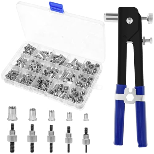 151-Teiliges Nietmutternzange Set M3/M4/M5/M6/M8 Aluminiumlegierung Nietzange Set mit Aufbewahrungsbox Gewindenieten für Autoreparatur Metallbearbeitung von GWCYMYD