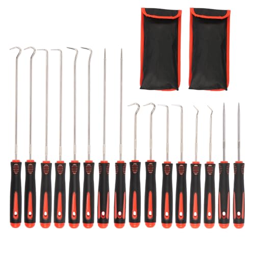 16PCS Präzisions-Haken 45° 90° 135° 180° Legierter Stahl Haken-Satz mit Rutschfestem Ergonomischem Griff Mini Pick Und Haken Set zum Entfernen von O-Ringen Dichtungen Öldichtungen Federsaugringen von GWCYMYD
